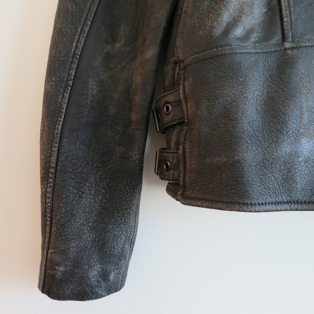 BANANA REPUBLIC Faded Black Lamb Leather Moto Jacket - Size XS - Picture 13 of 16
